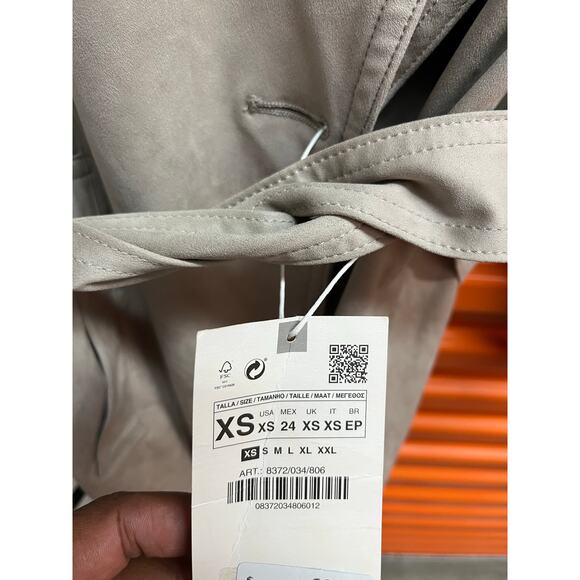 Zara - Faux Suede Trench Coat / XS / Tan / NWT - Picture 3 of 7